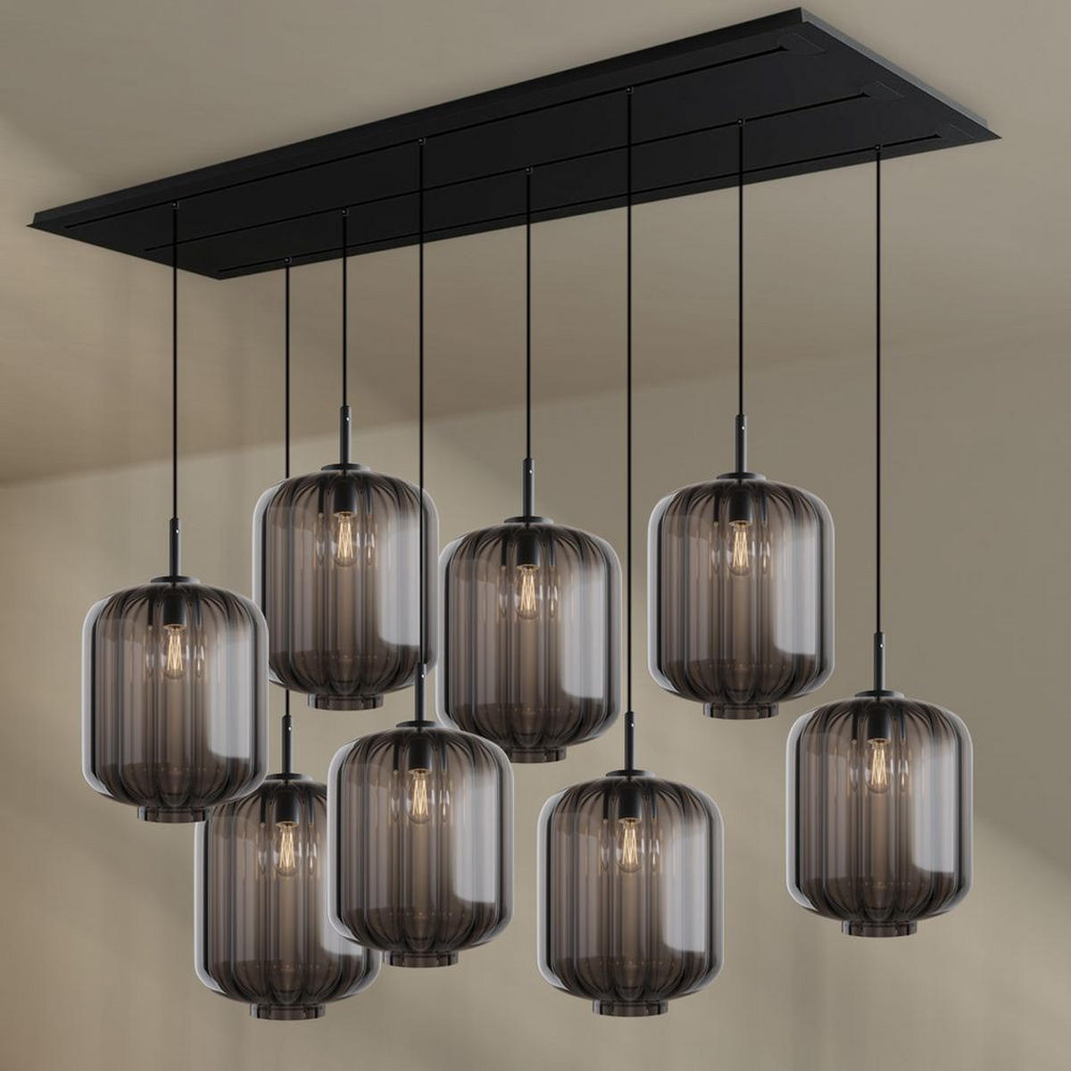 HÄNGELEUCHTE Velo 8-flammig Rauch Ø 25cm - Anthrazit/Schwarz, Glas (25/25/27cm) - s.luce