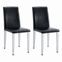 ESSZIMMERSTÜHLE 2er-Set modern 90 cm PU-Leder Schwarz Silber - Schwarz, Metall (47/90/41.1cm) - Meubliv