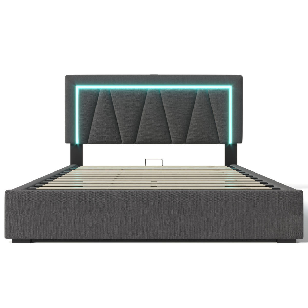 POLSTERBETT mit Stauraum USB und LED 140x200 cm Leinen Grau - Grau, Metall (140/200cm) - Meubliv