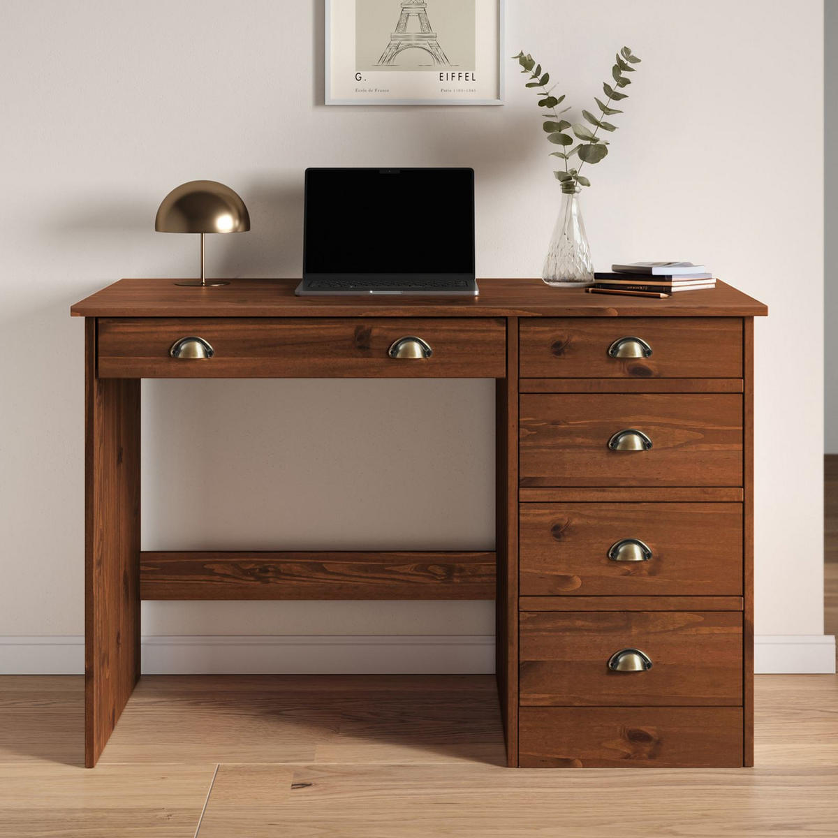 SCHREIBTISCH LANA Kastanie - Kastanienfarben, Holz (54/114/76cm) - IDIMEX