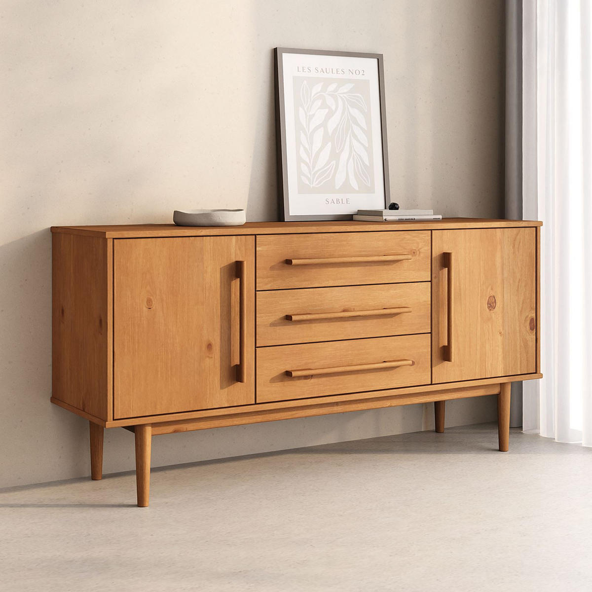 SIDEBOARD TECCA Eiche - Eichefarben, Holz (145/71/43cm) - IDIMEX
