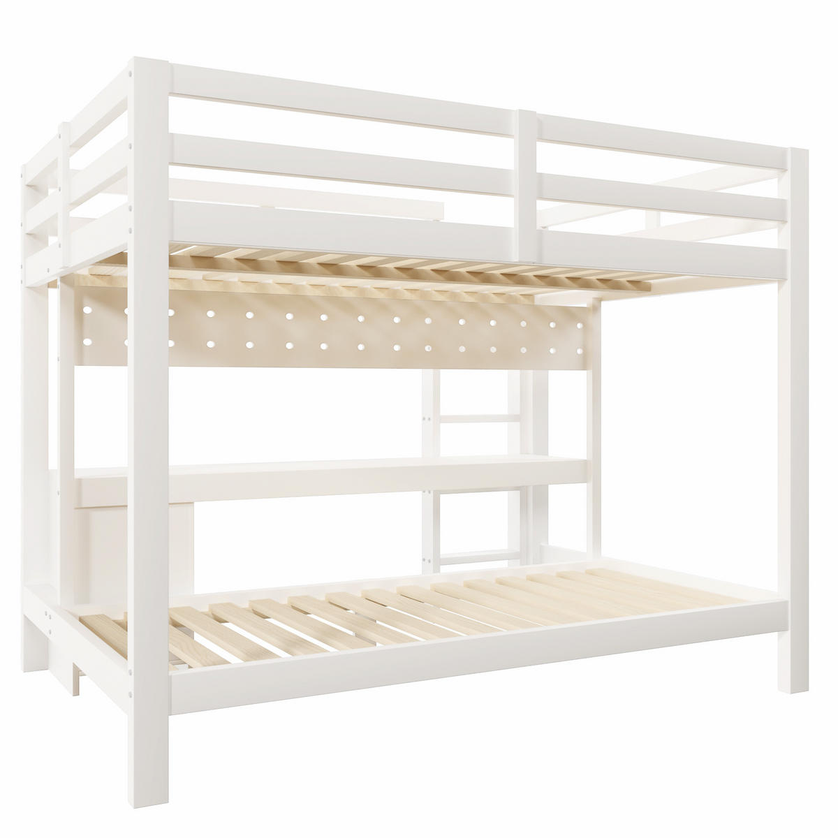 HOCHBETT mit Schubladen und Schreibtisch 140x200/90x200 cm Weiß - Weiß, Holz (140/200cm) - Meubliv