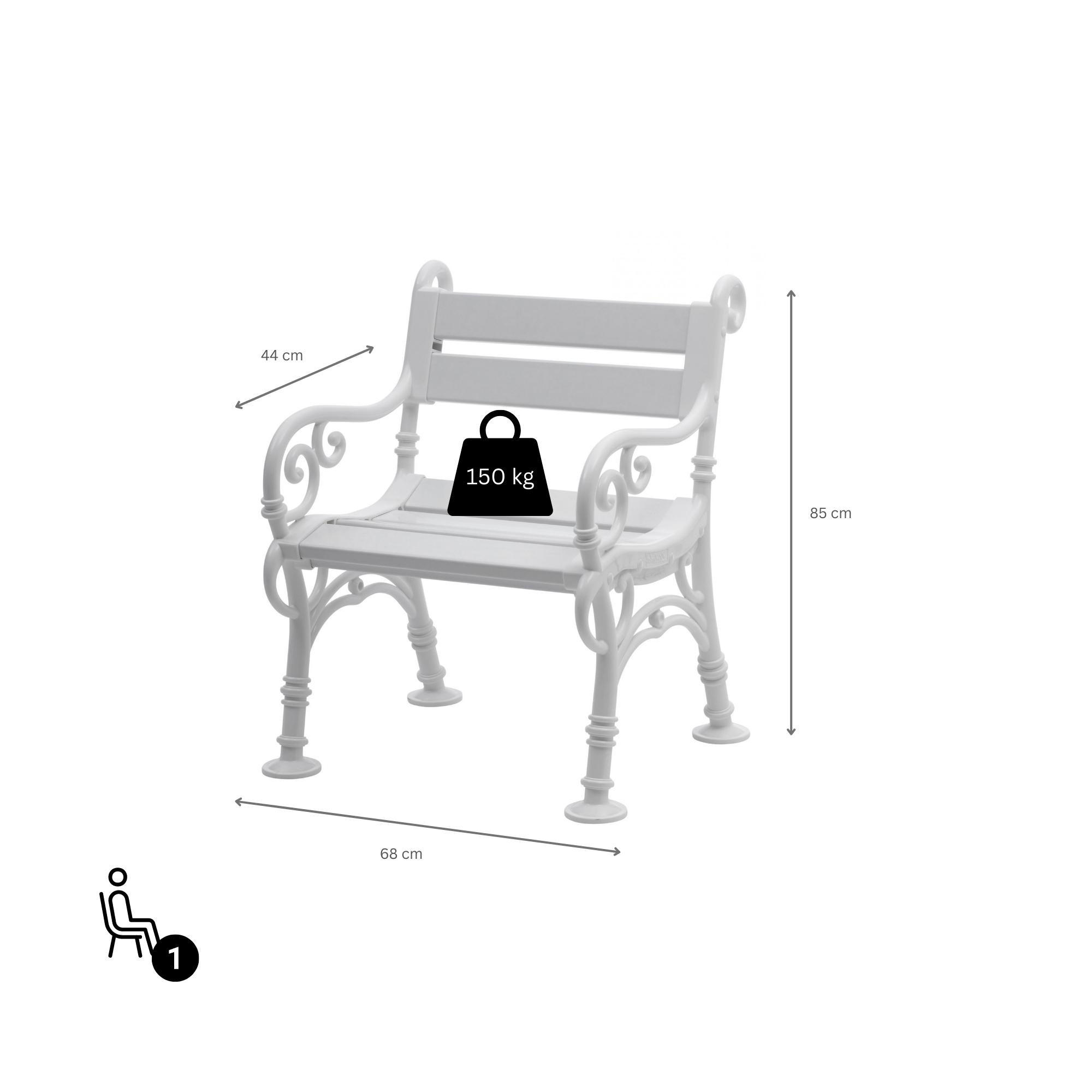 GARTENBANK Curacao 1 Sitzer Weiß 85 x 68 x 60 cm Witterungskunststoff & UV Beständiger Kunststoff - Weiß, Kunststoff (68/85/60cm) - PROREGAL