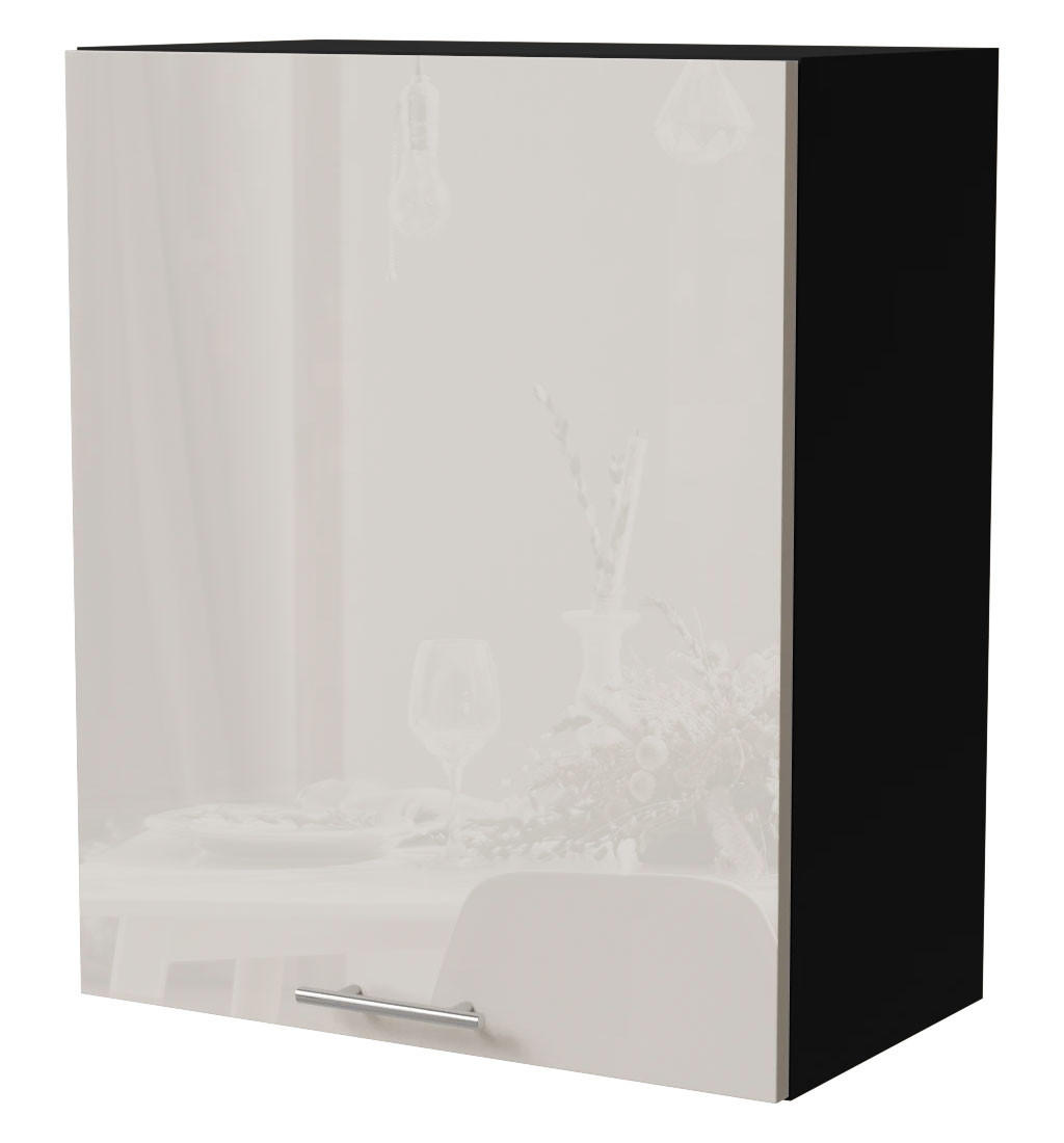 HÄNGESCHRANK Brerra W2/60 Schwarz / RAL 9001 creme Hochglanz 60 / 32,5 / 72cm - Creme/Schwarz, Holz/Holzwerkstoff (60/72/32.5cm) - Feldmann-Wohnen