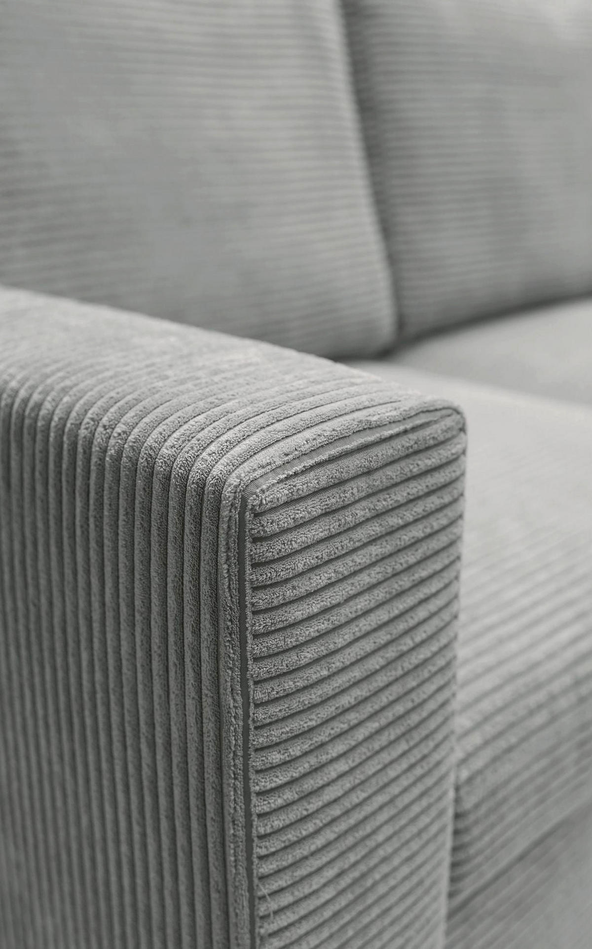 ECKSOFA Nalika Hellgrau mit Cordbezug - Hellgrau/Schwarz, Holz/Textil (143/230cm) - Selsey