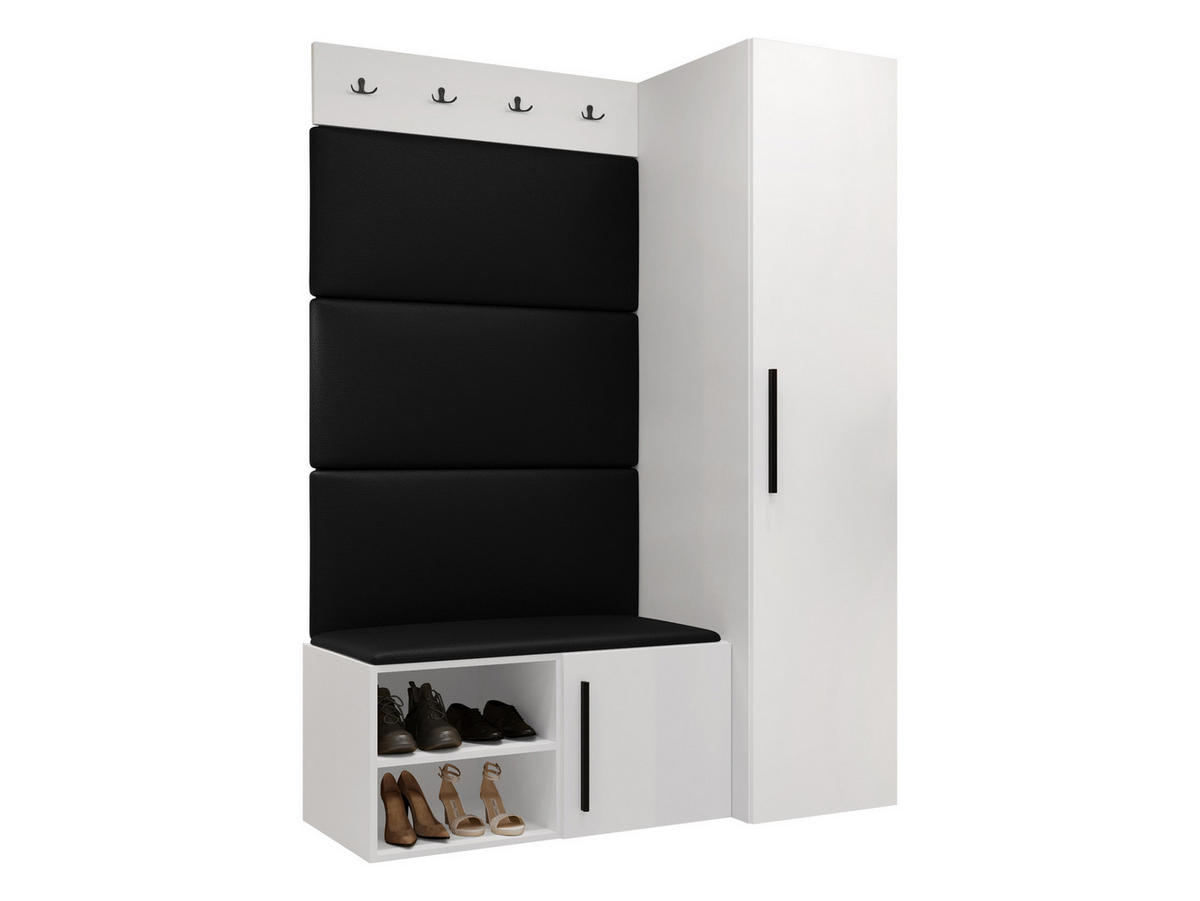 GARDEROBEN-SET Medi II - Schwarz/Weiß, Holzwerkstoff/Kunststoff (40/191/50cm) - MIRJAN24