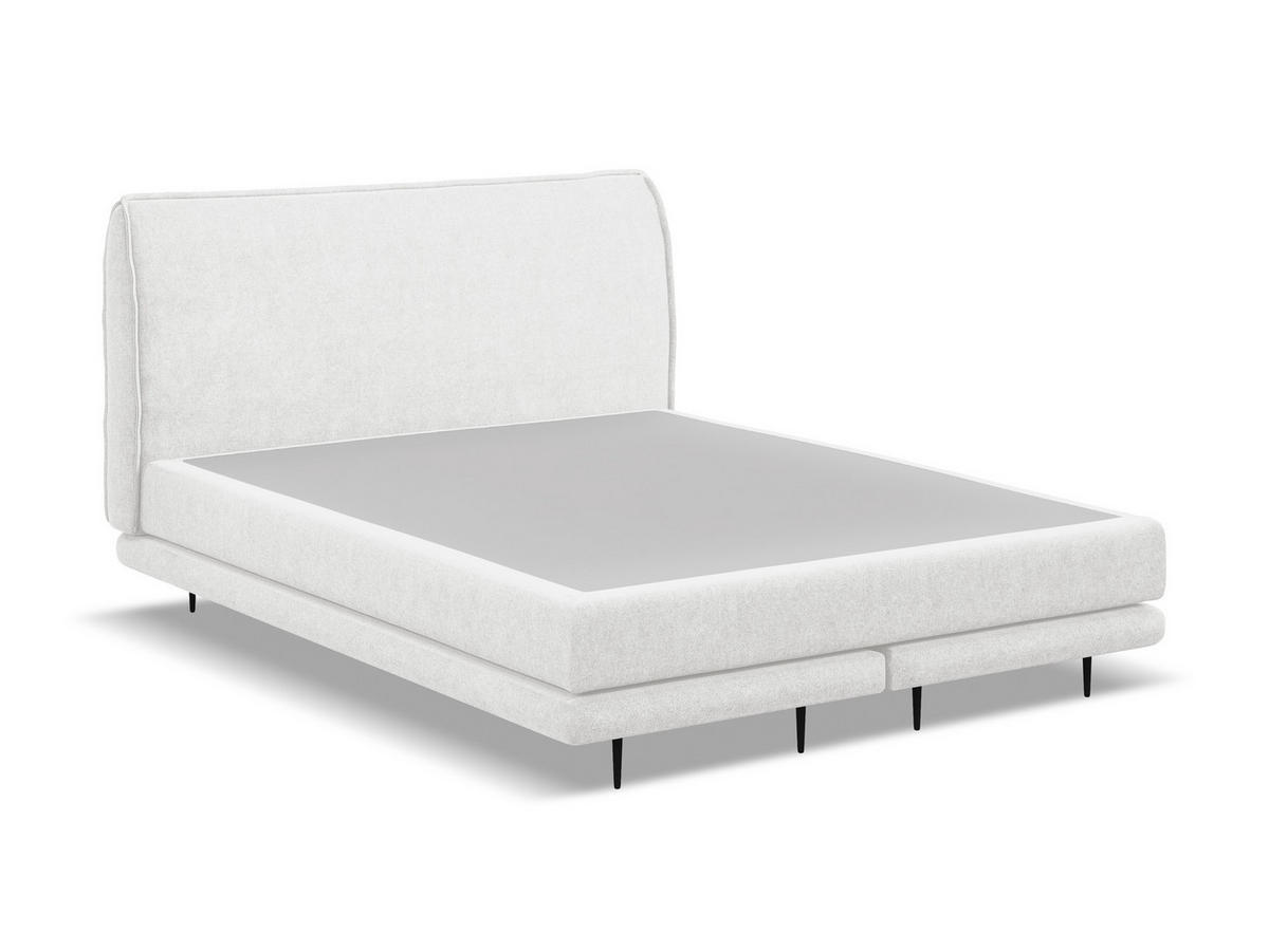 POLSTERBETT Doppelbett mit Matratze Bouclé Stoff Weiß - Schwarz/Weiß, Textil/Metall (140/200cm) - Makamii