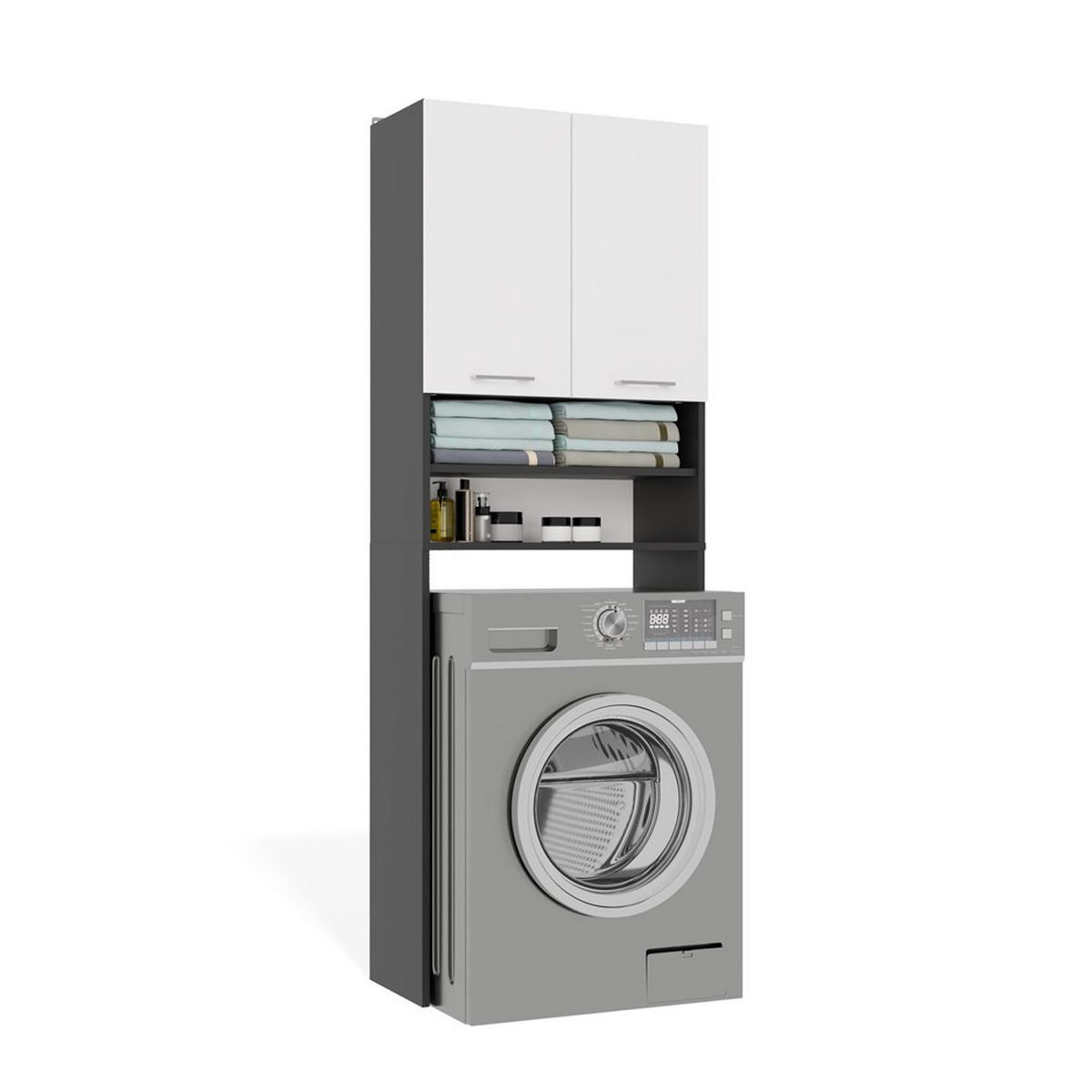 WASCHMASCHINENUMBAUSCHRANK C1 Anthrazit, Weiß 64/180/30 - Anthrazit/Weiß, Holzwerkstoff (64/180/30cm) - RAUMHIRSCH FURNITURE