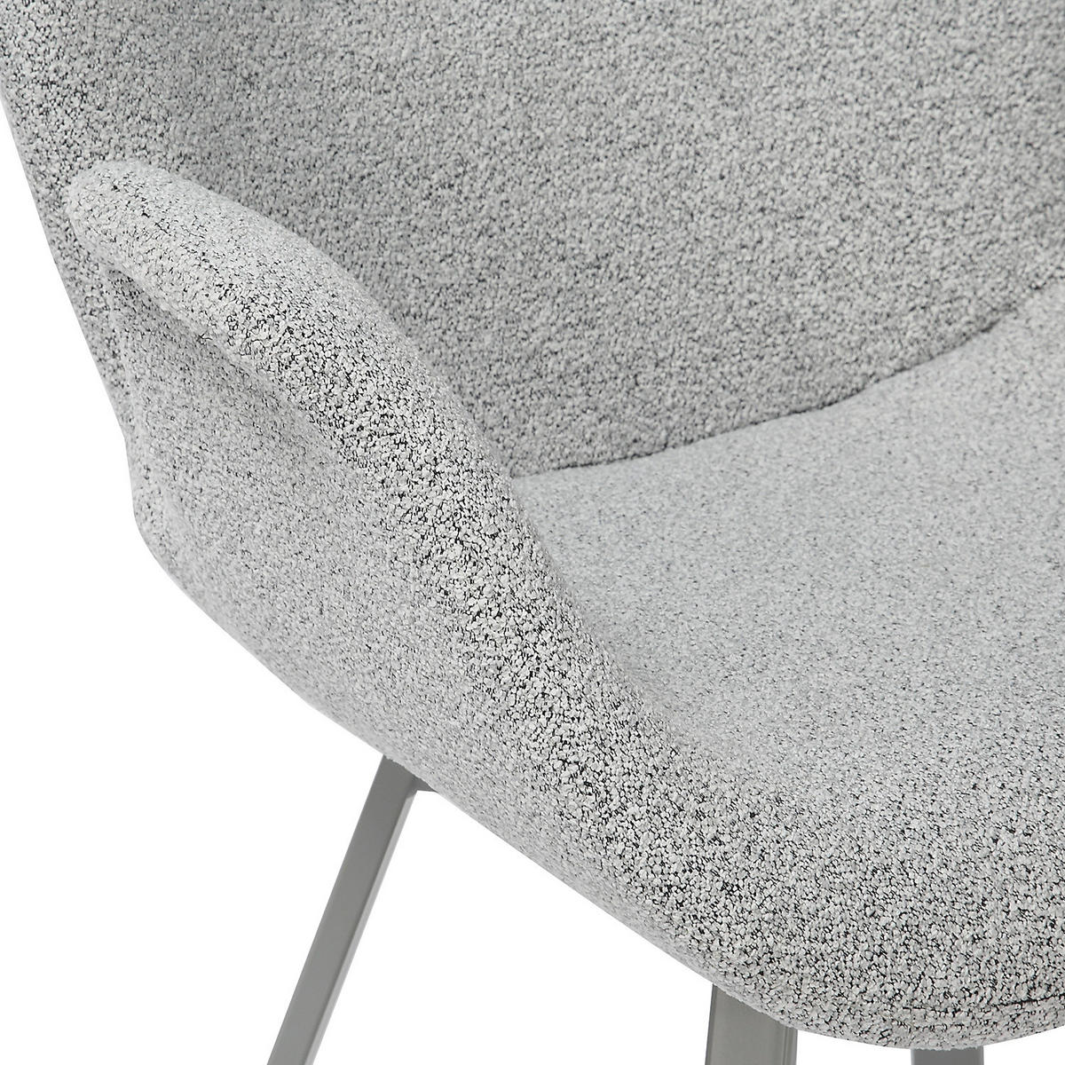 ARMLEHNENSTUHL - 2er-Set - Chenille / Eisen - Grau, Textil/Metall (63/85/61cm) - home24
