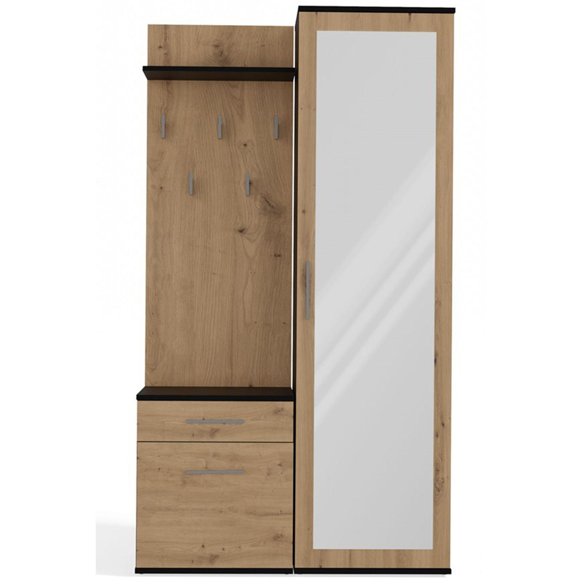 FLURMÖBEL-SET Duvio Eiche Artisan / Anthrazit - Eichefarben/Anthrazit, Holzwerkstoff/Kunststoff (100/35/180cm) - Selsey