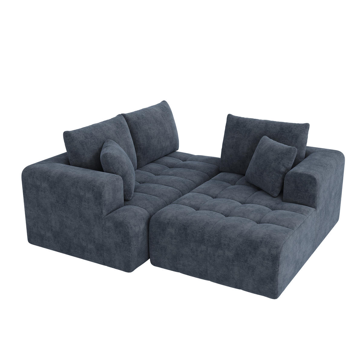 4-SITZER ECKSOFA Chenille Blau mit Kissen - Blau, Textil (244.5/136cm) - WISHDOR