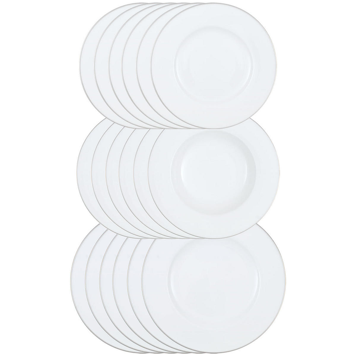TELLERSET Anmut Platinum No.1 weiß 18er Set - Weiß, Keramik (1/1/1cm) - Villeroy & Boch