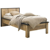 BETT Used Wood hell, dunkles Grau, Einzelbett Liegefläche 90 x 200 cm - Dunkelgrau/Naturfarben, Holzwerkstoff/Metall (90/200cm) - Furn.Design