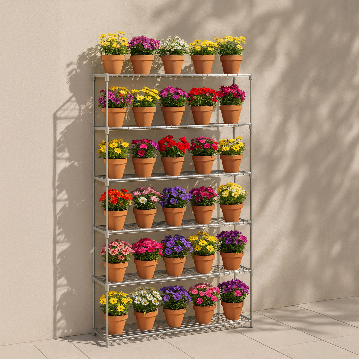 BLUMENREGAL - Grau, Kunststoff/Metall (91/174/28cm) - Relaxdays