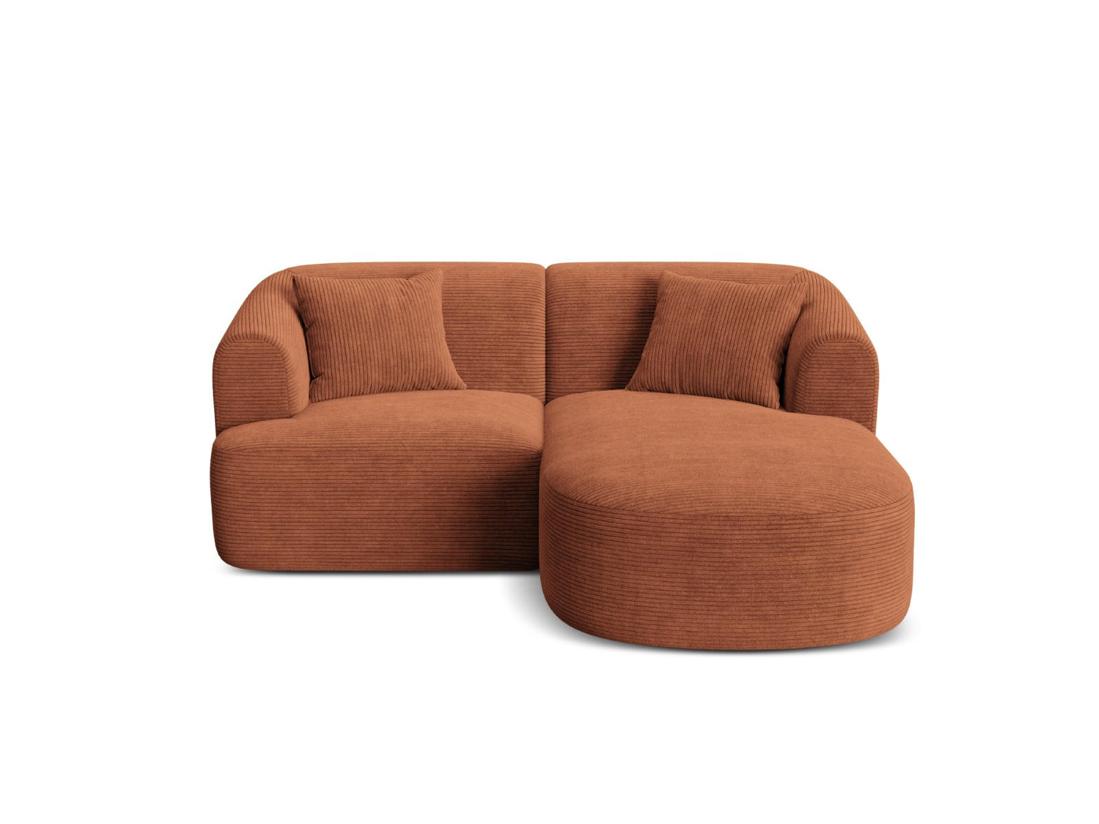 MODULARES-ECKSOFA rechts Campi aus Cord terrakotta 3 Sitzplätze - Terracotta, Textil (156/180cm) - Cosmopolitan Design