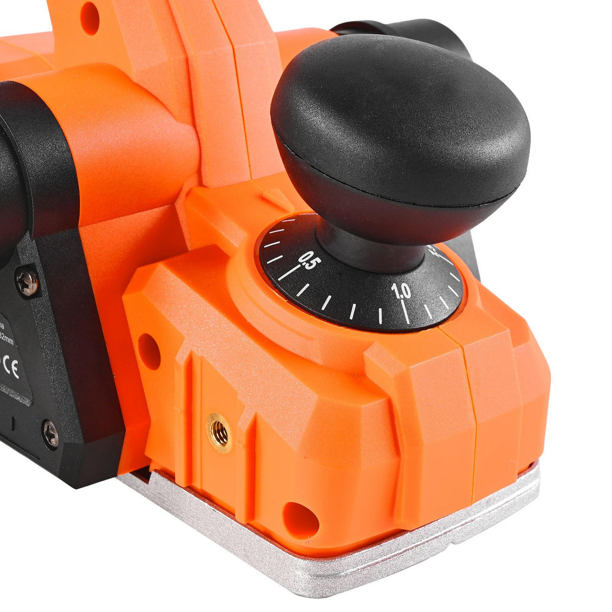 HOBEL Akku-Hobel 82mm 15000U/min Bürstenloser-Motor 18V-Kompatibel Einstellbar - Orange, Metall (10/10/10cm) - Raelunyi