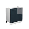 SPÜLENUNTERSCHRANK Fame-Line Dunkelblau Hochglanz 80 cm ohne AP - Weiß/Dunkelblau, Holzwerkstoff (80/82/51.6cm) - Vicco