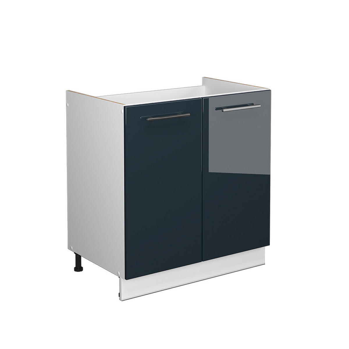 SPÜLENUNTERSCHRANK Fame-Line Dunkelblau Hochglanz 80 cm ohne AP - Weiß/Dunkelblau, Holzwerkstoff (80/82/51.6cm) - Vicco