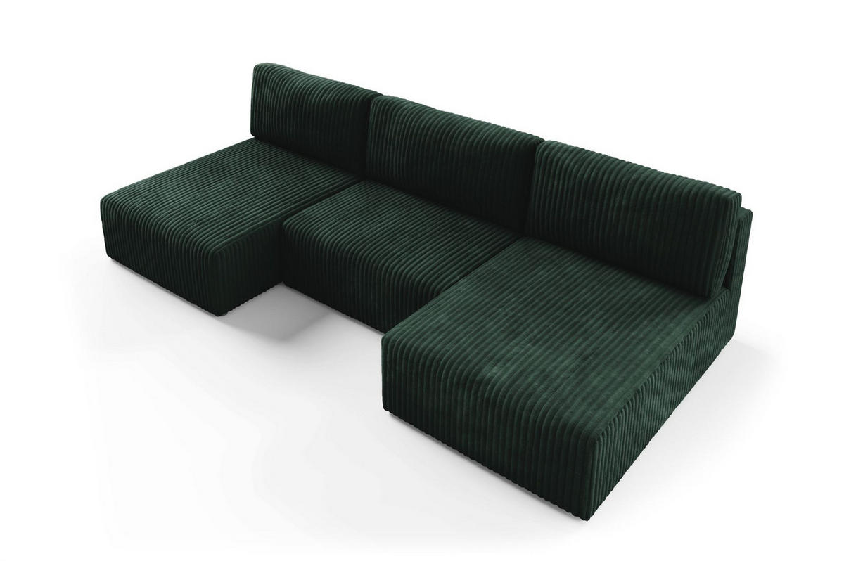 WOHNLANDSCHAFT Natalia - Grün, Holzwerkstoff/Textil (304/85/149cm) - Fun Möbel