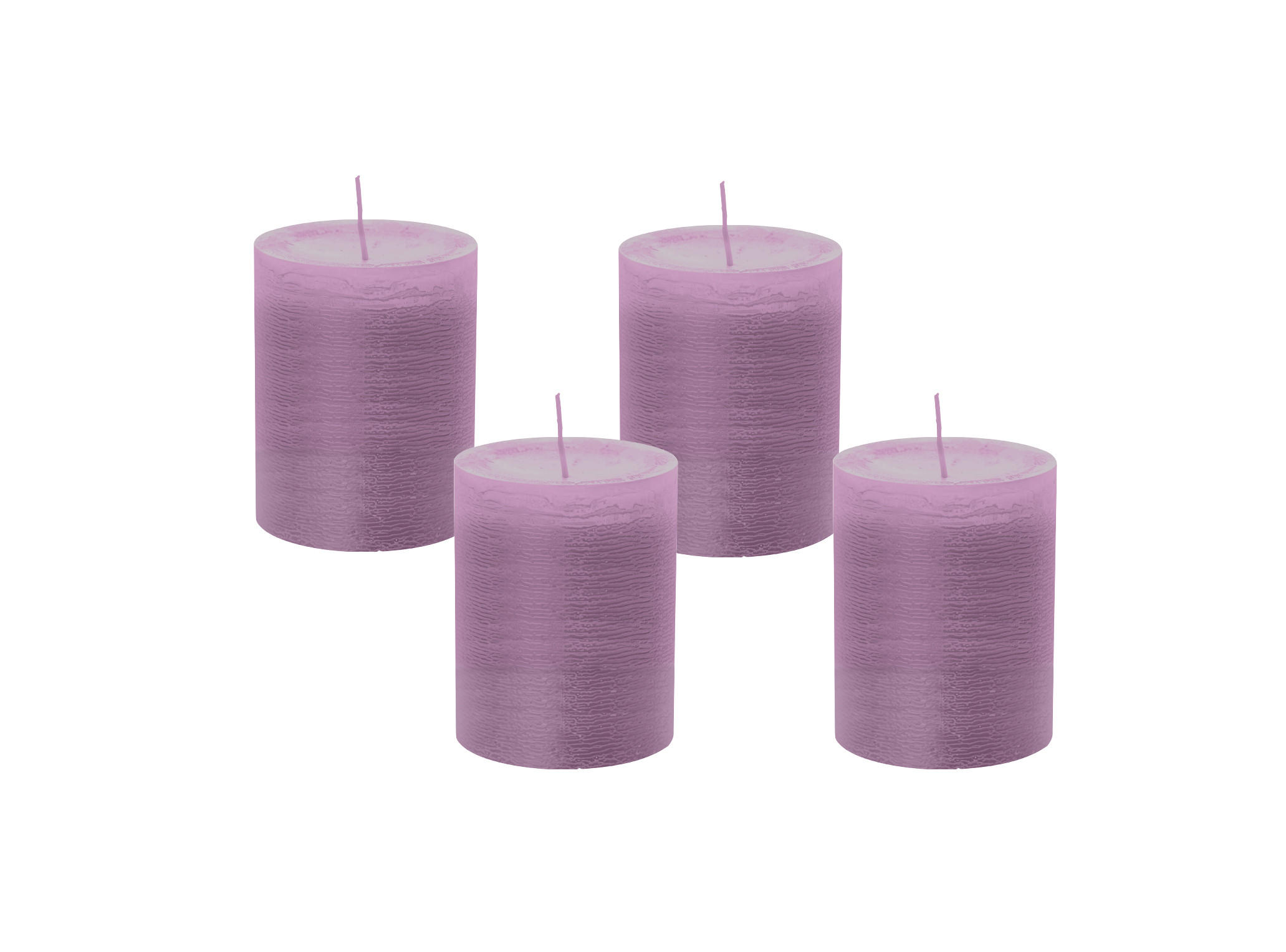 STUMPENKERZE Rustik Mauve Lila 100 x 68 mm, 4er Adventskerzen-Set - Mauve, Paraffin (10cm) - Wiedemann Kerzen