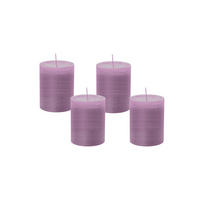 STUMPENKERZE Rustik Mauve Lila 130 x 78 mm, 4er Adventskerzen-Set - Mauve, Paraffin (13cm) - Wiedemann Kerzen
