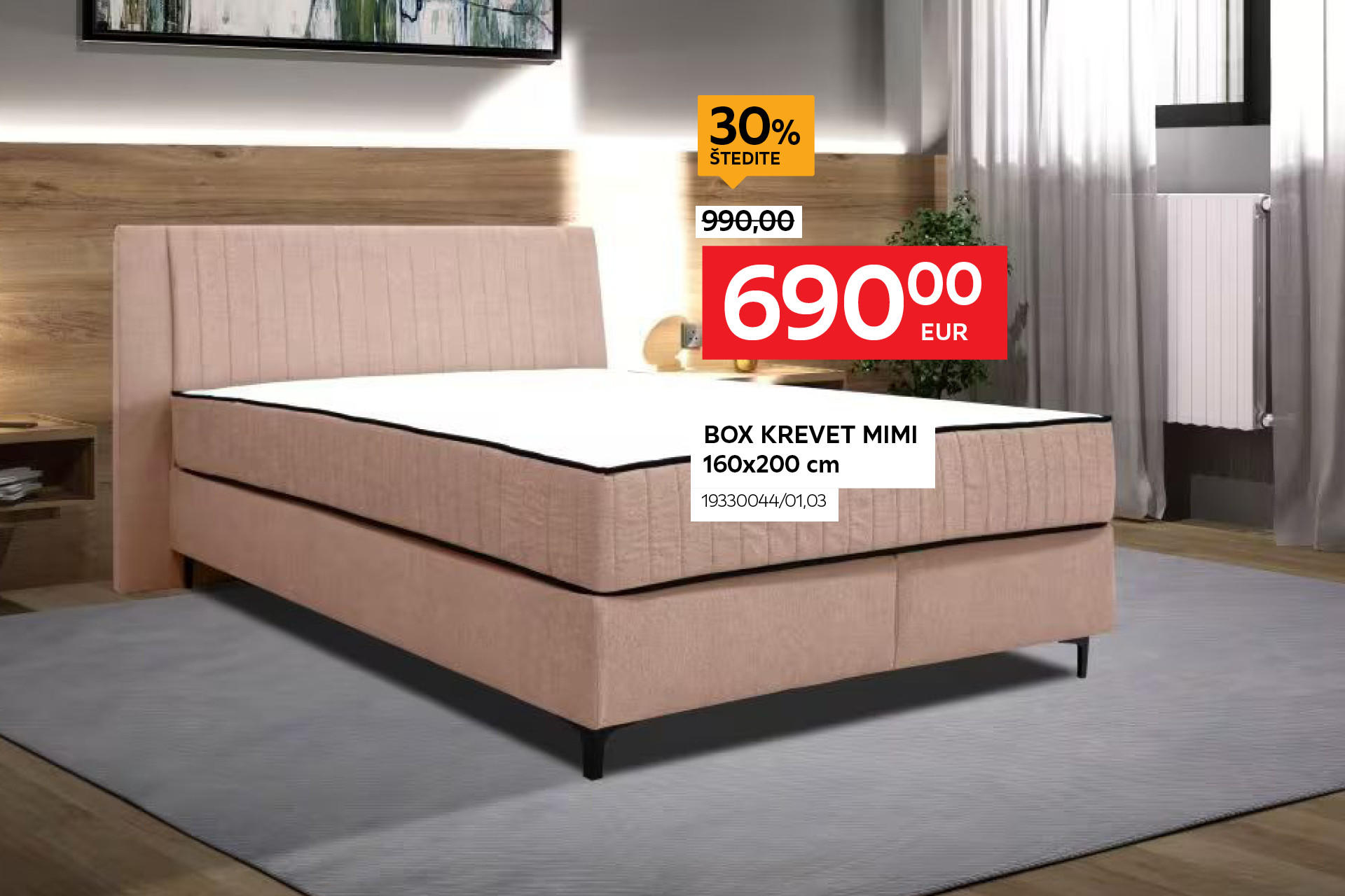 box krevet Mimi 160x200 cm 19330044/01,03 umjesto 990,00 € nova cijena 690,00 € Štedite 30%
