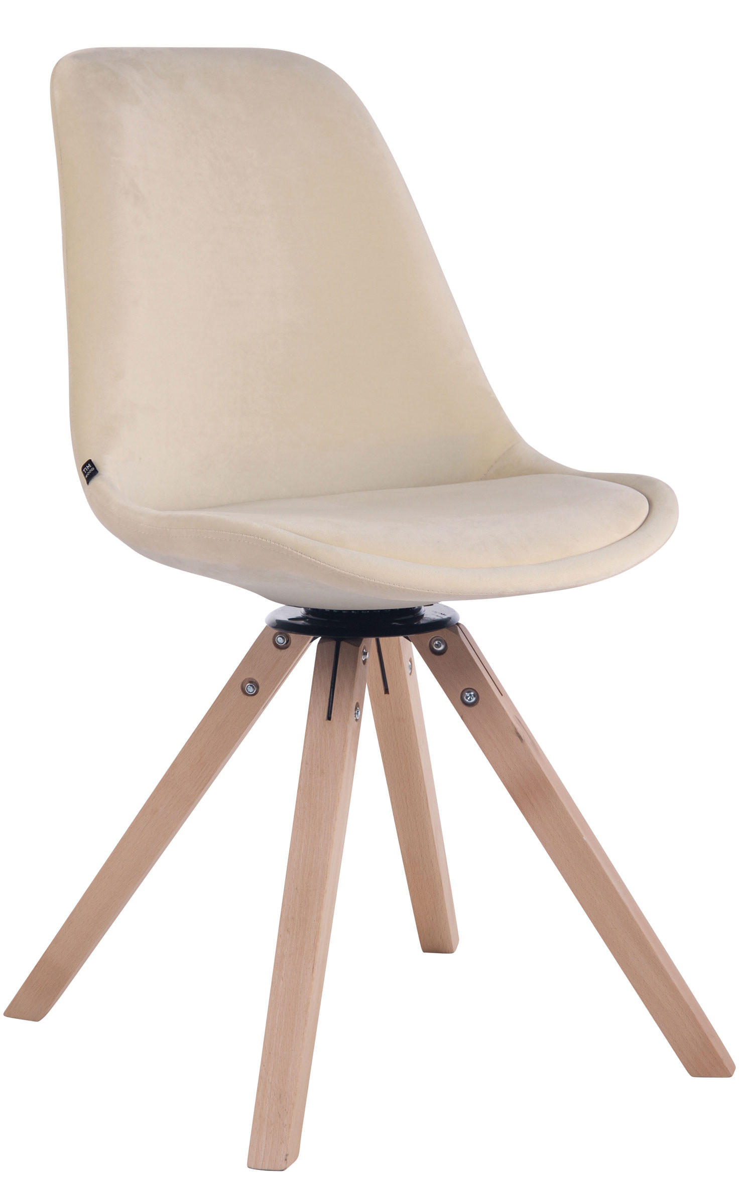 ESSZIMMERSTUHL Troll Samt, Gestell Buchenholz Square Natura Creme - Naturfarben, Holz/Buchenholz (48/84/56cm) - TPFLiving