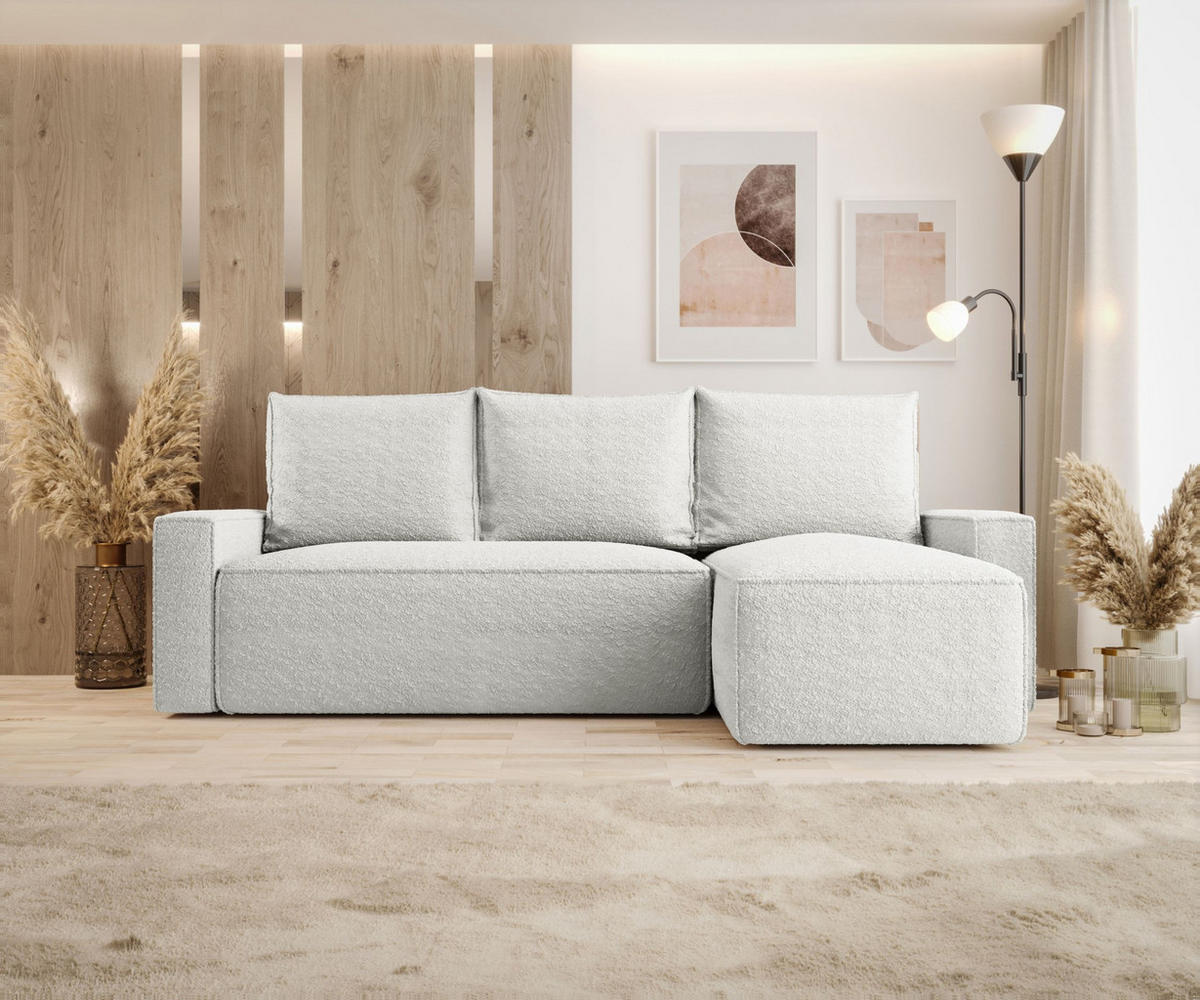 ECKSOFA mit Schlaffunktion SAVIO Quelle 01 Rechts - Weiß, Textil (232/140cm) - Bedante