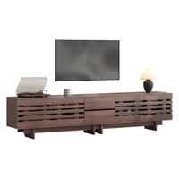 LOWBOARD in Walnussfarben TV-Schrank mit Schubladen für Fernseher bis zu 80 Zoll, B200/T39.5/H55 cm - Walnussfarben, Holzwerkstoff (200/55/39.5cm) - STILVORA