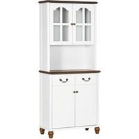 VITRINENSCHRANK mit 2 Schubladen 76 x 38 x 182 cm Weiß - Weiß, Holz (38/182/76cm) - Beauniv