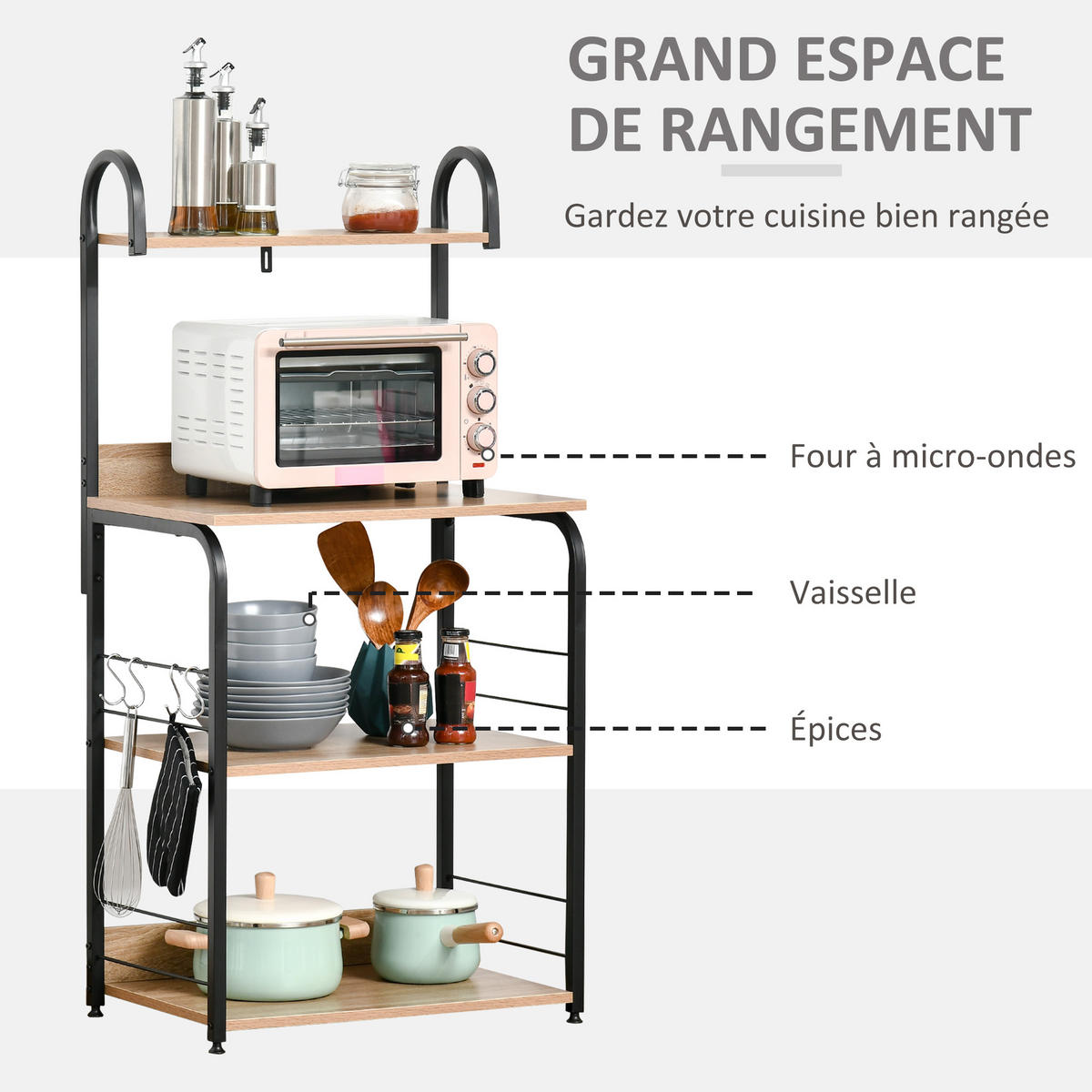 KÜCHENREGAL Braun 1 Stück - Braun, Holzwerkstoff (40/125/60cm) - GiPP