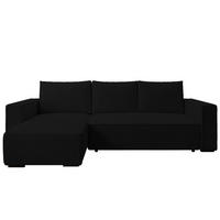ECKSOFA CUDDY L, Eckcouch in L-Form mit Schlaffunktion und Bettkasten, Farbe: Schwarz, Cordstoff, Ottomane Links - Schwarz, Textil (240/140cm) - Storez24