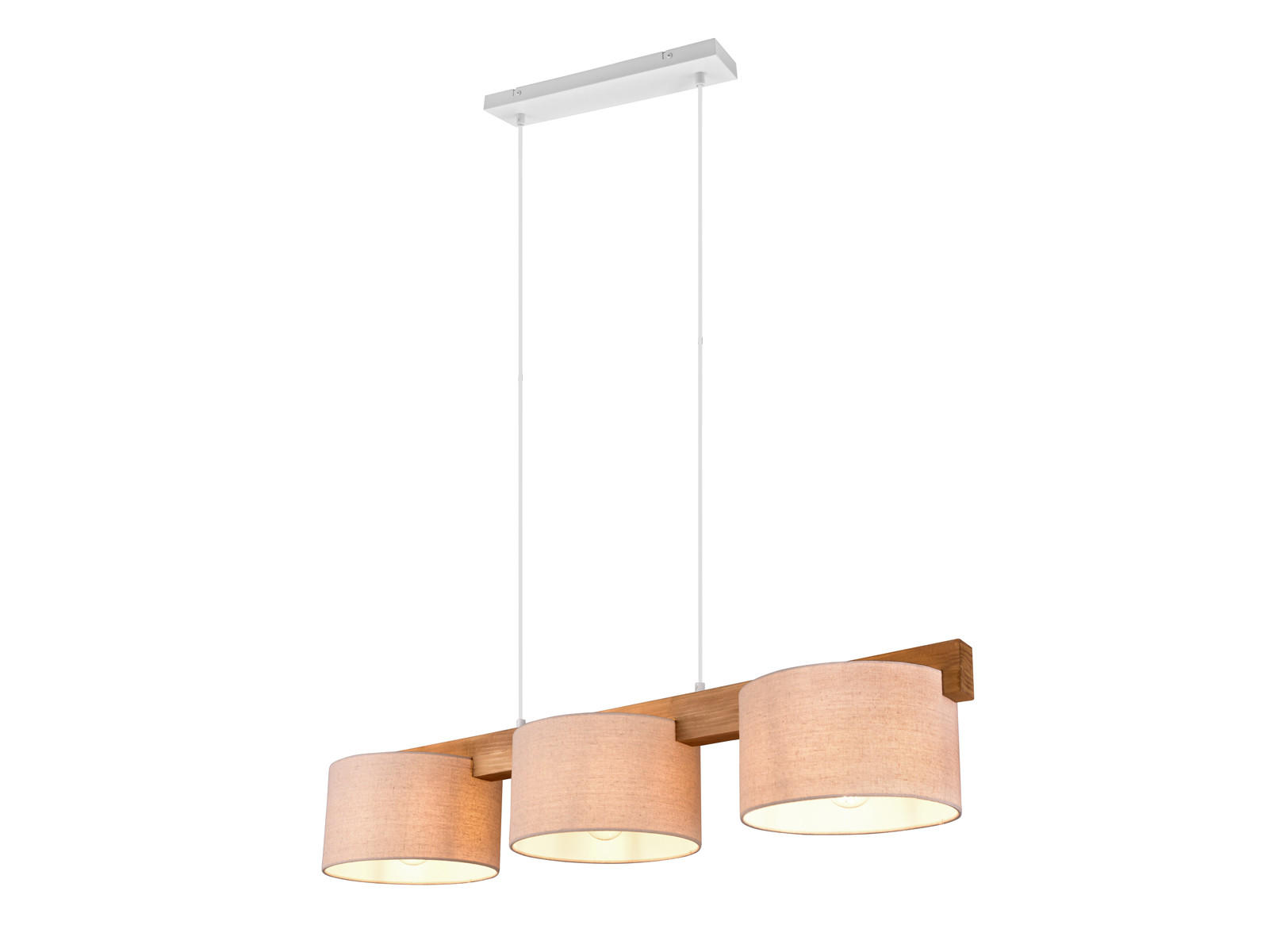 PENDELLEUCHTE Holz Breite 100cm, Lampenschirme Samt Beige - Beige/Naturfarben, Holz/Textil (25/100/150cm) - meineWunschleuchte