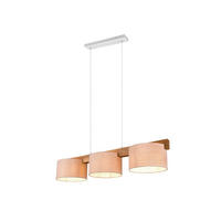 PENDELLEUCHTE Holz Breite 100cm, Lampenschirme Samt Beige - Beige/Naturfarben, Holz/Textil (25/100/150cm) - meineWunschleuchte