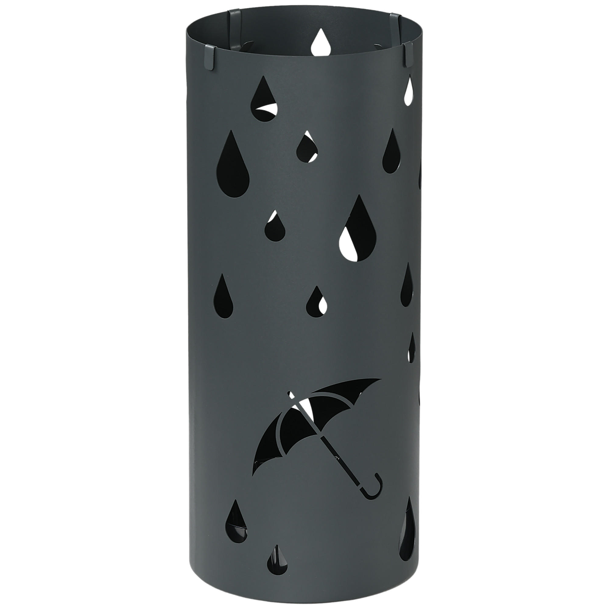 SCHIRMSTÄNDER mit 4 Haken Stahl Ø17 x 41 cm Dunkelgrau - Dunkelgrau, Metall (17/41/17cm) - HOMCOM