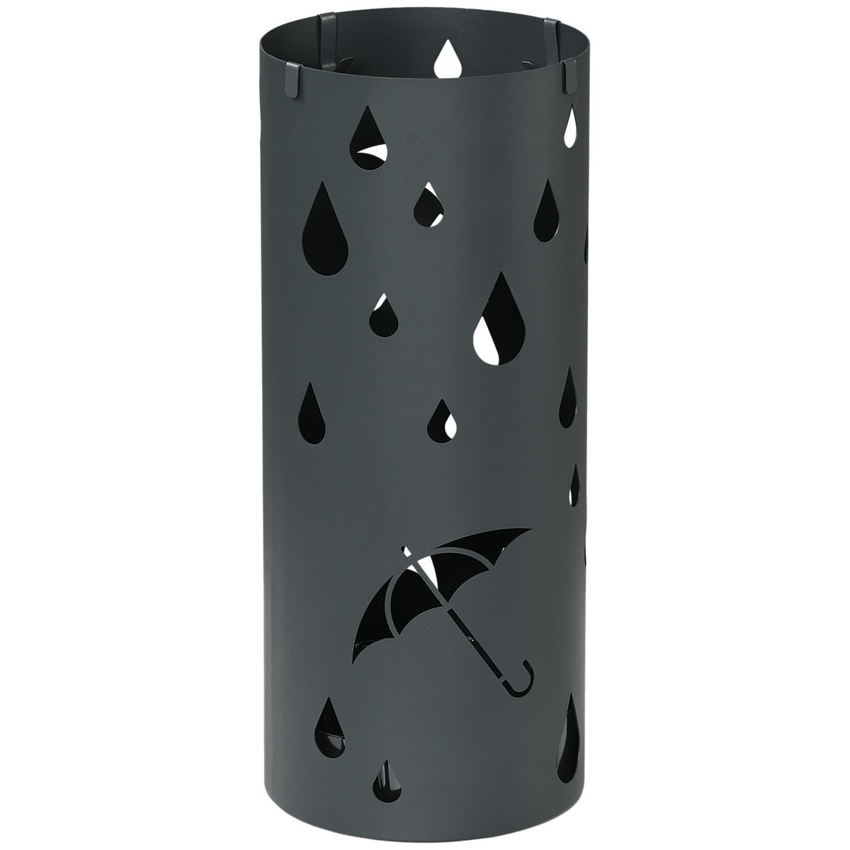 SCHIRMSTÄNDER mit 4 Haken Stahl Ø17 x 41 cm Dunkelgrau - Dunkelgrau, Metall (17/41/17cm) - HOMCOM