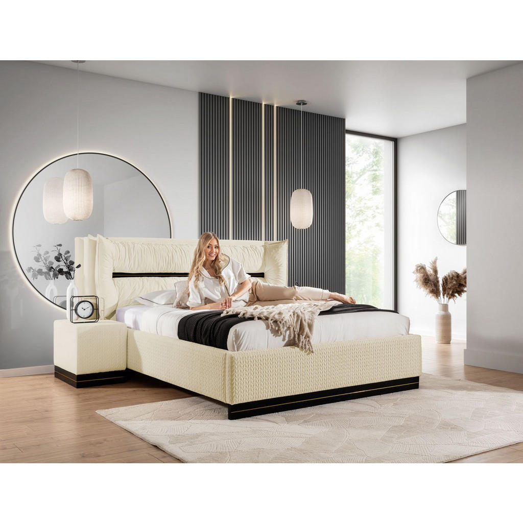 Thumbnail - Fun Möbel Polsterbett, Creme, Textil, 140x200 cm, Schlafzimmer, Betten, Polsterbetten