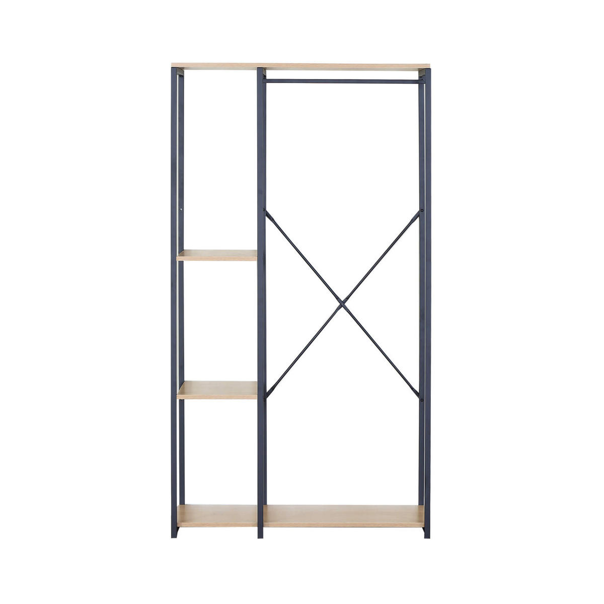 SCHRANK offen Schwarz 40/40/167 cm - Schwarz, Metall (40/167/40cm) - Mobili Rebecca