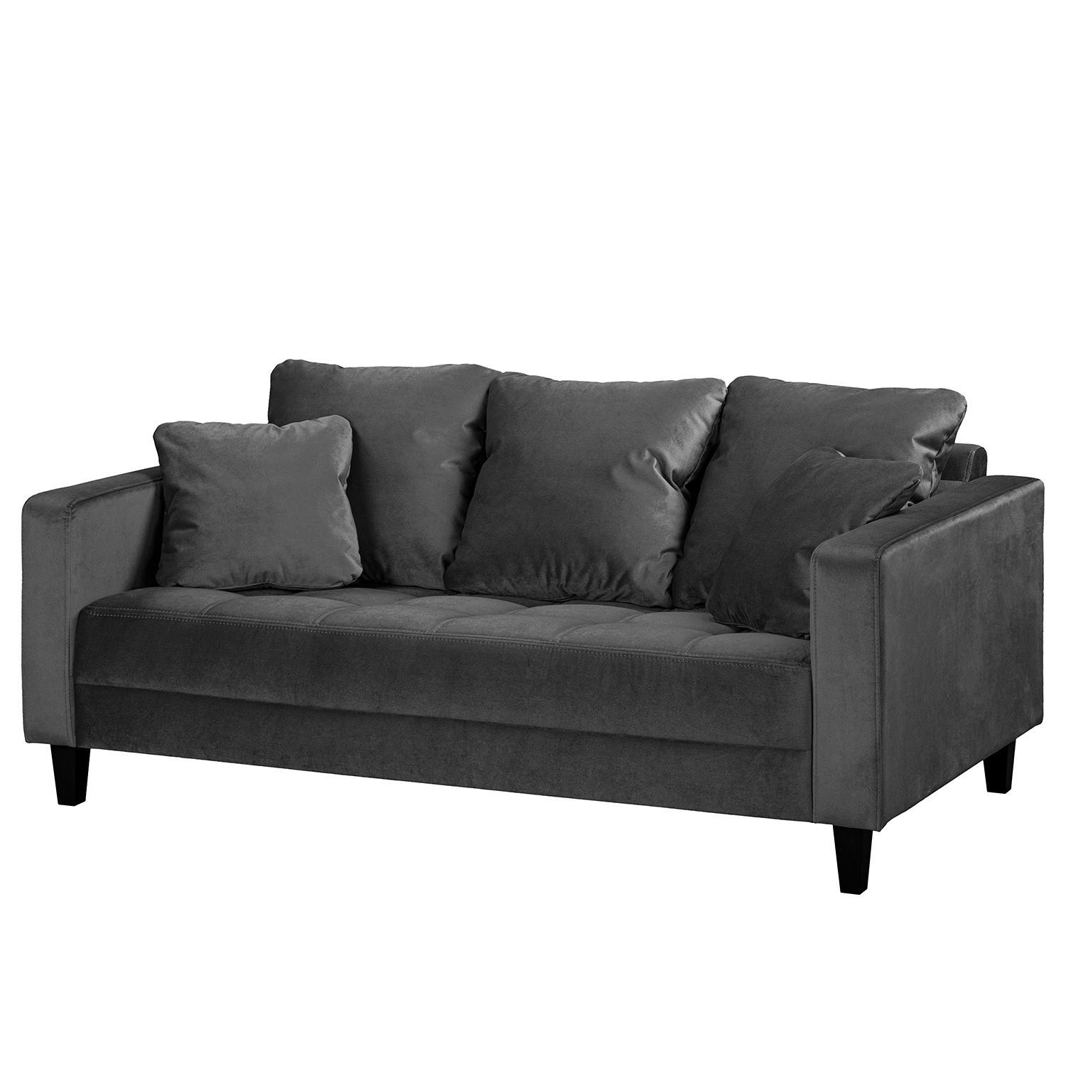 2-SITZER SOFA - Samt - Anthrazit, Textil (178/85/90cm) - home24