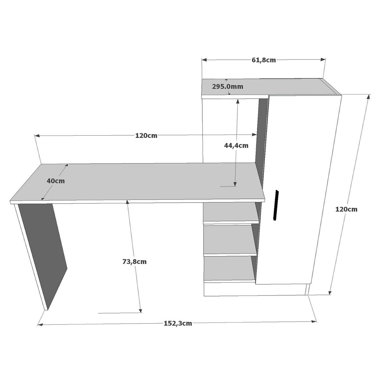 SCHREIBTISCH mit Aufbewahrungsregalen und 1 Schrank 152/40/120 cm - Schwarz, Holzwerkstoff (152.3/40/120cm) - Calicosy