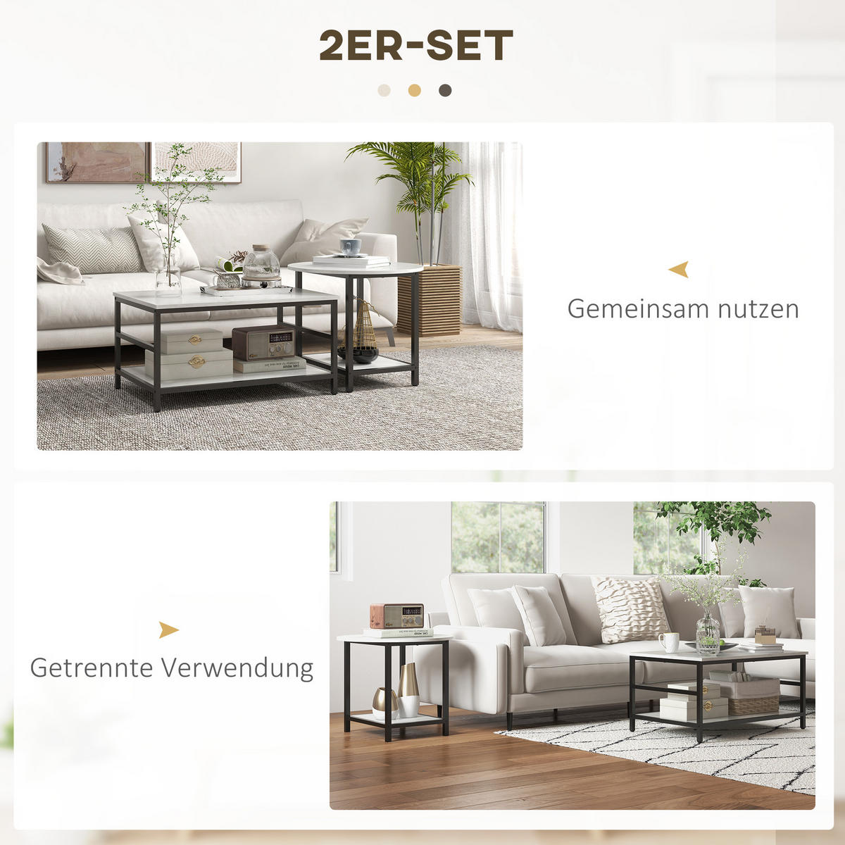 BEISTELLTISCH Weiß 80.0/54.0/41.0cm - Weiß, Metall (80/54/41cm)