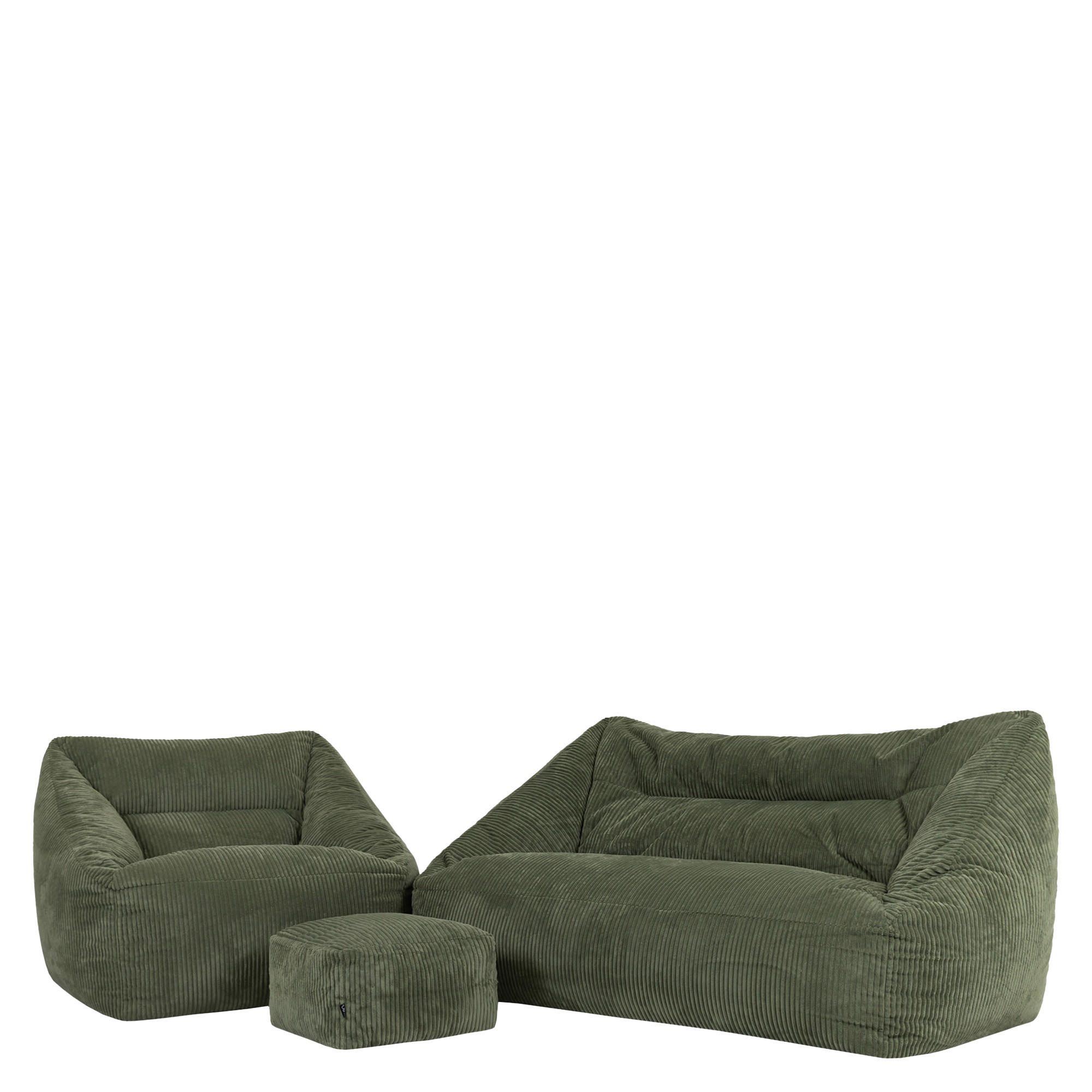 SITZSACK Sofa mit Sessel und Hocker Cecilia - Salbeigrün, Textil (160/70/93cm) - icon