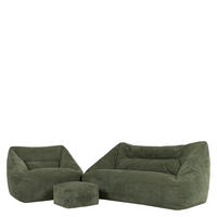 SITZSACK Sofa mit Sessel und Hocker Cecilia - Salbeigrün, Textil (160/70/93cm) - icon