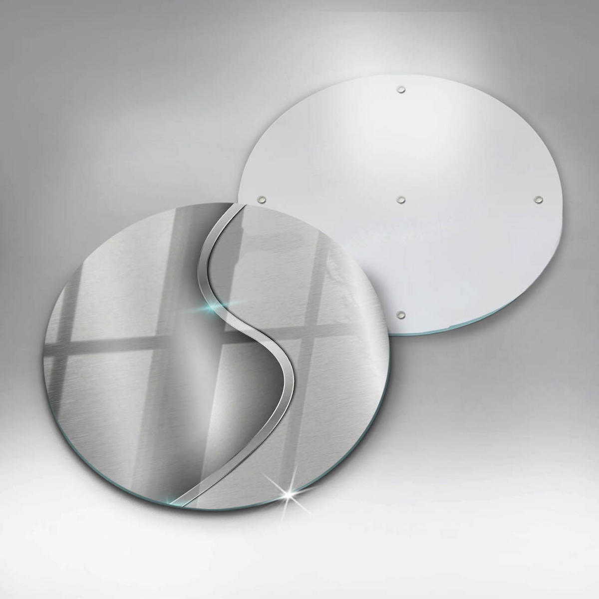 GLASPLATTE Ø 40 cm Silber Metall Abstraktion - Silberfarben, Glas (40/40cm) - Wallfluent