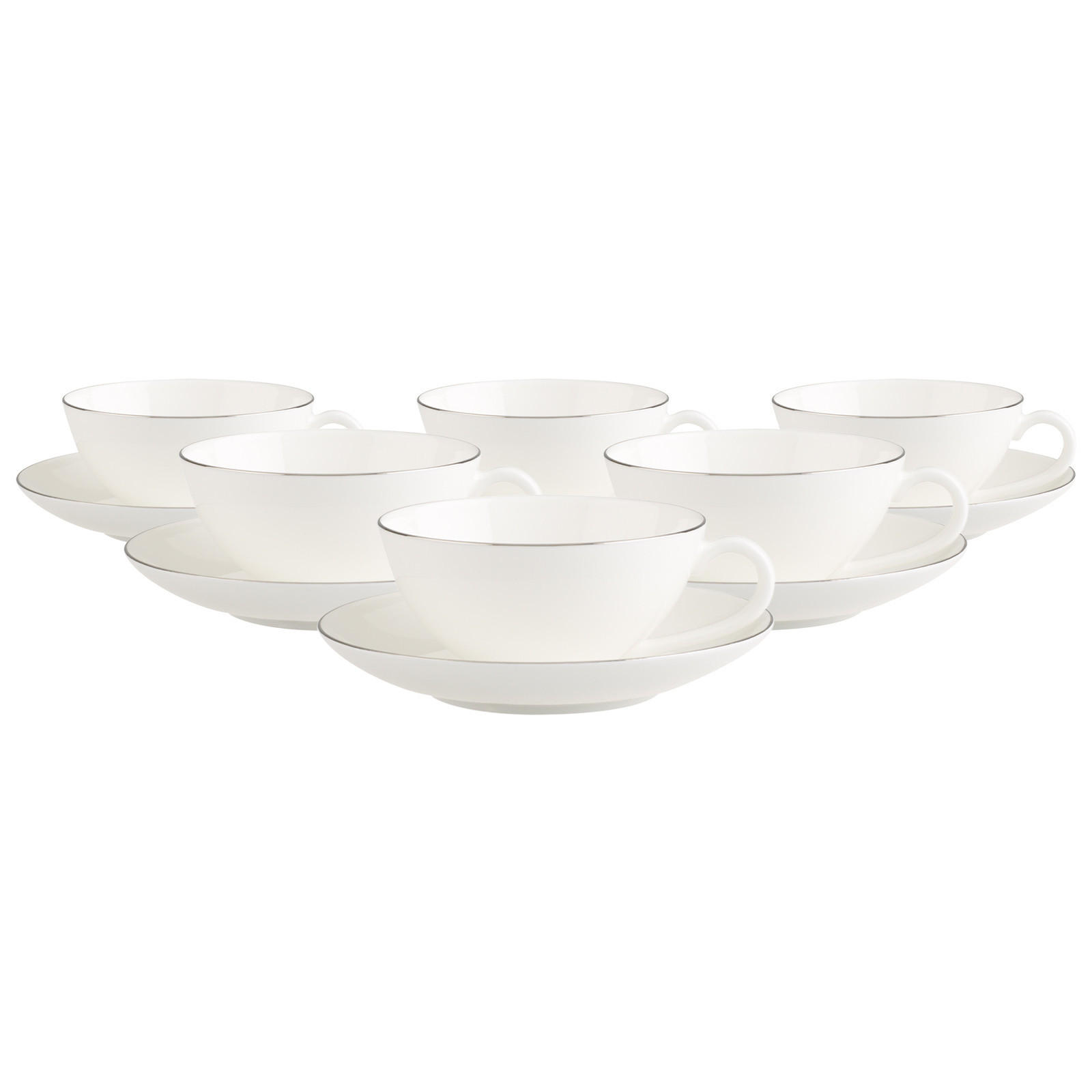 TEETASSEN MIT UNTERTASSEN Anmut Platinum No.1 weiß 140 ml 6er Set - Weiß, Keramik (15/7.6/15cm) - Villeroy & Boch