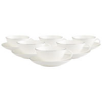 TEETASSEN MIT UNTERTASSEN Anmut Platinum No.1 weiß 140 ml 6er Set - Weiß, Keramik (15/7.6/15cm) - Villeroy & Boch