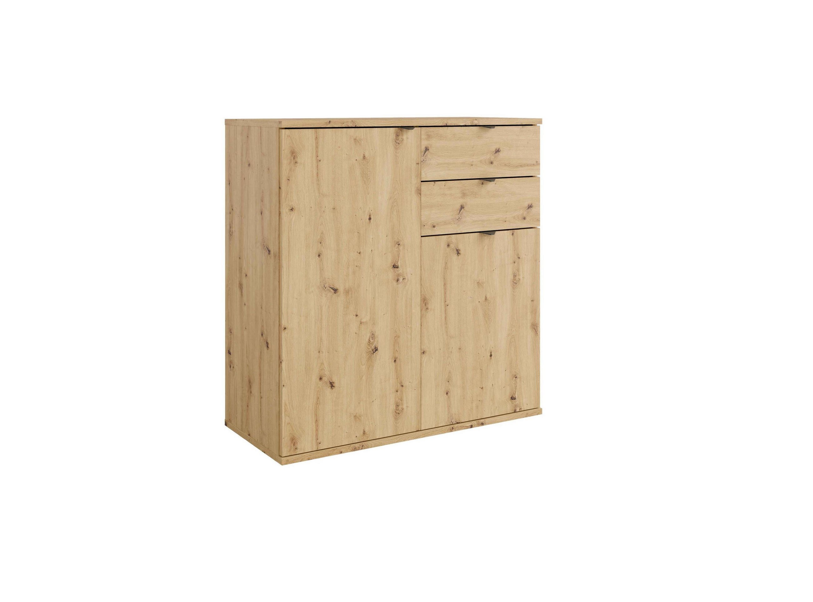 KOMMODE METRIX 80/82,5/35cm mit 2 Schubladen 2 Türen Eiche Artisan - Eiche Artisan, Holzwerkstoff (80/82.5/35cm) - MASSENO