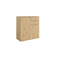 KOMMODE METRIX 80/82,5/35cm mit 2 Schubladen 2 Türen Eiche Artisan - Eiche Artisan, Holzwerkstoff (80/82.5/35cm) - MASSENO