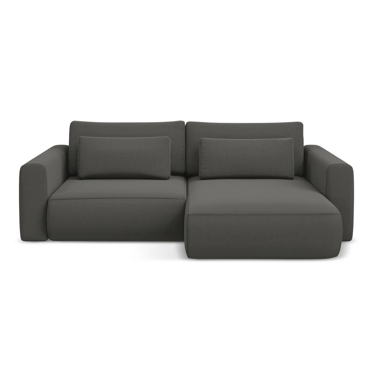 ECKSOFA mit Schlaffunktion Samt Stoff Grau - Dunkelgrau/Schwarz, Kunststoff/Textil (240/149cm) - LaMiaSofa