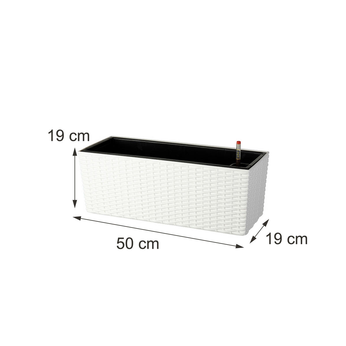 JARDINIERĂ Albă cu suport autoirigare - alb, material plastic/metal (50/19/19cm) - Relaxdays